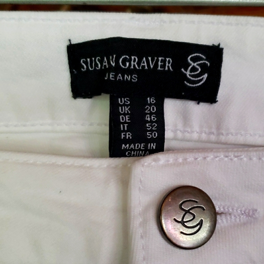 SUSAN GRAVER Boot-Cut Jeans White Size 16 NWOT - Picture 2 of 12